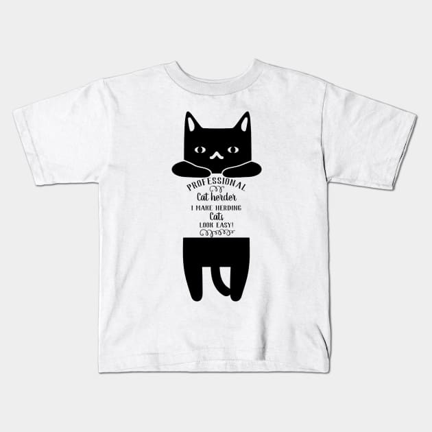 cat herder Kids T-Shirt by CanvasCraft